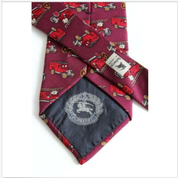 Burberrys of London Mens Neck Tie Silk Firetrucks - Picture 5 of 8